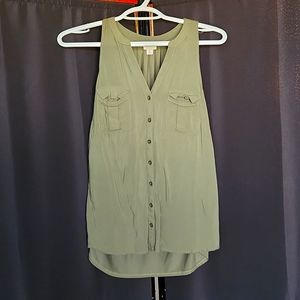 Olive Green Merona button down tank top. Size Small